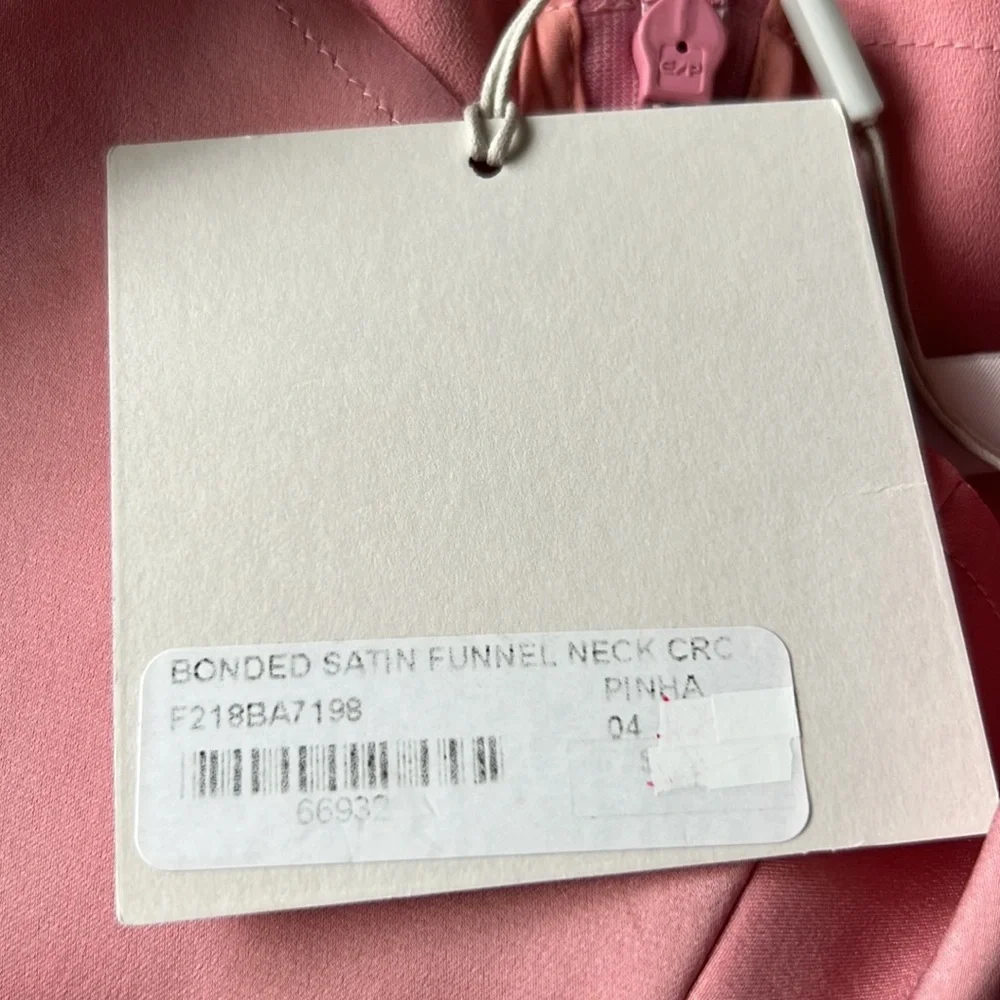 NWT Archival Tibi Fall 2018 Bonded Satin Funnel Neck Crop Top Dusty Pink Rose 4
